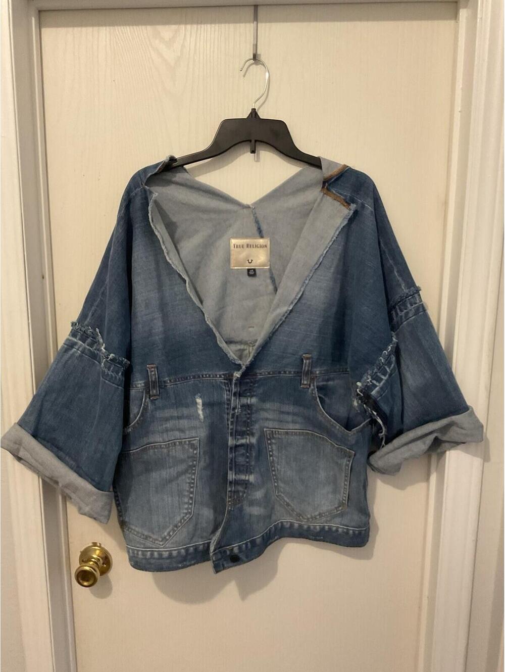 True Religion Washed Blue Oversized Denim Jacket